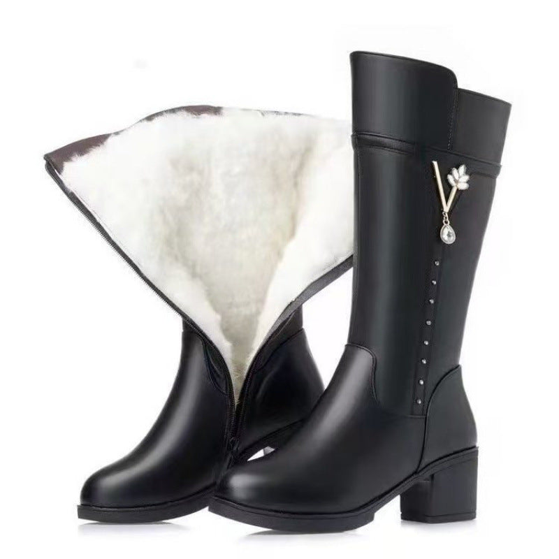 Damen Winterstiefel Leder | Gefütterte Warmhaltestiefel Elegant
