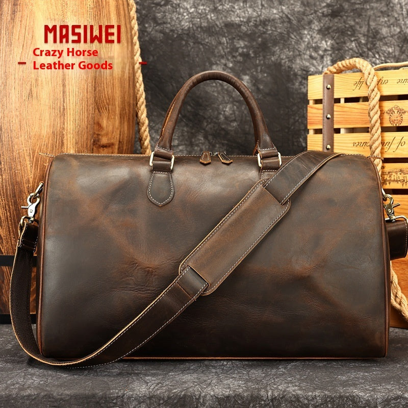Vintage Leather Shoulder Bag Large Travel Bag | Crossbody Stylish