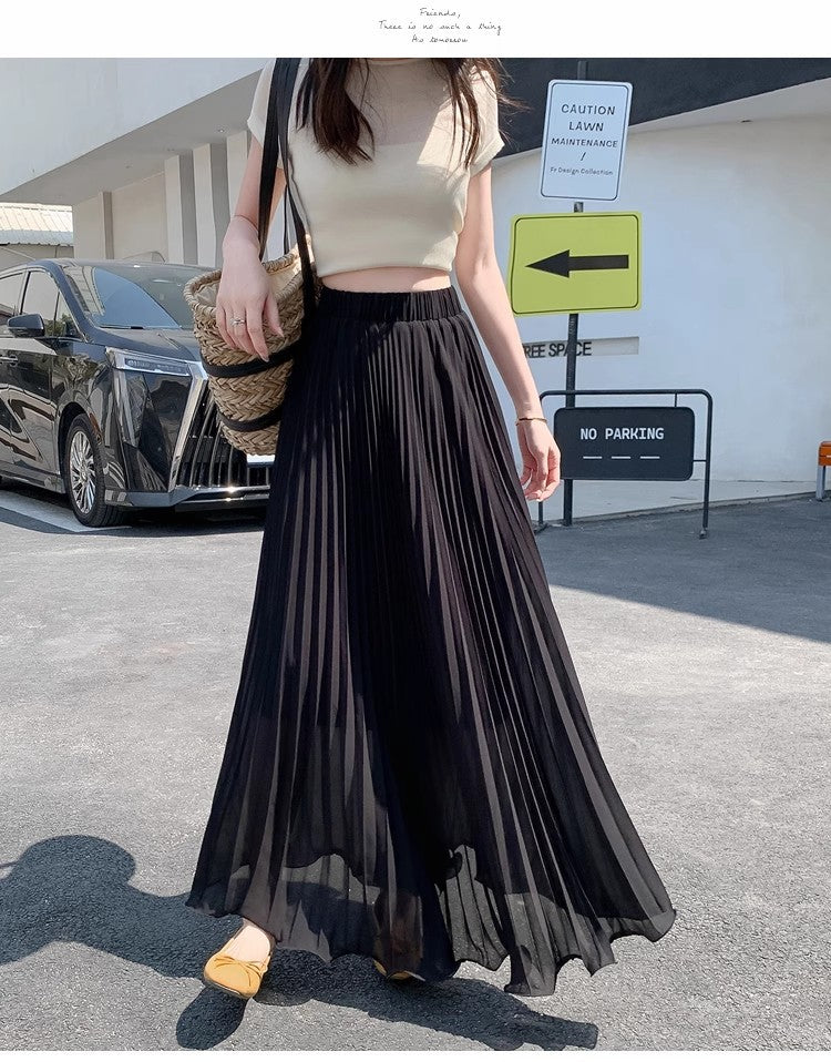 High-Waist Chiffon Plisseerock – Eleganter Damen Midirock