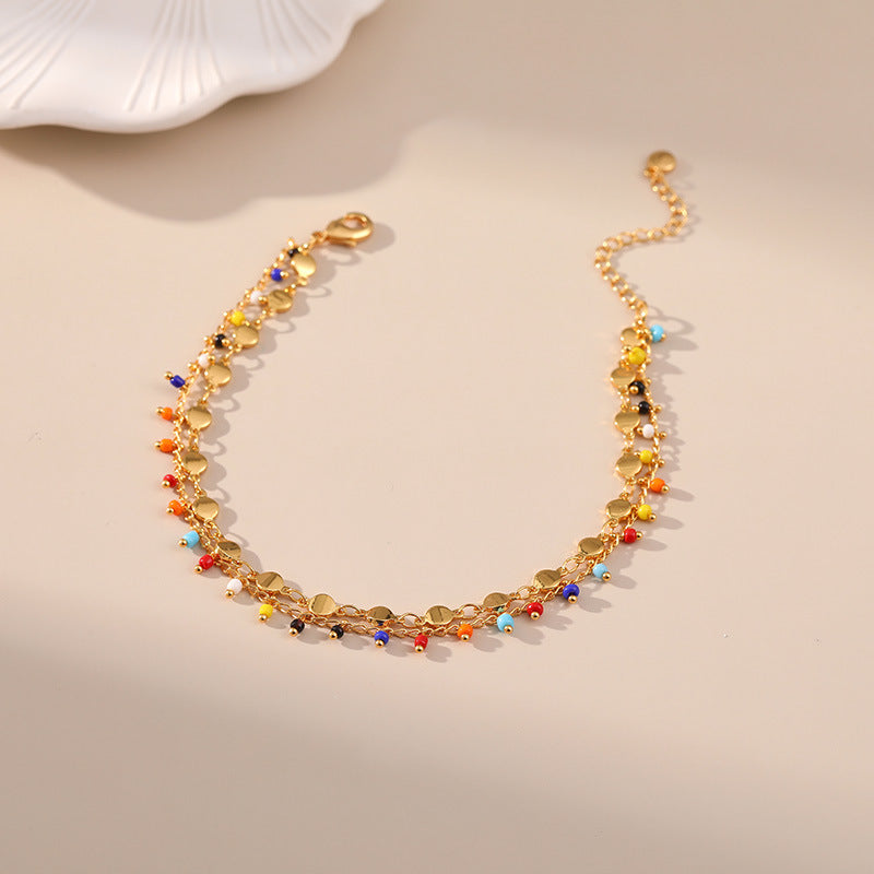 Colorful Boho Anklet with Beads – Ethnic Anklet in Summery Candy Design