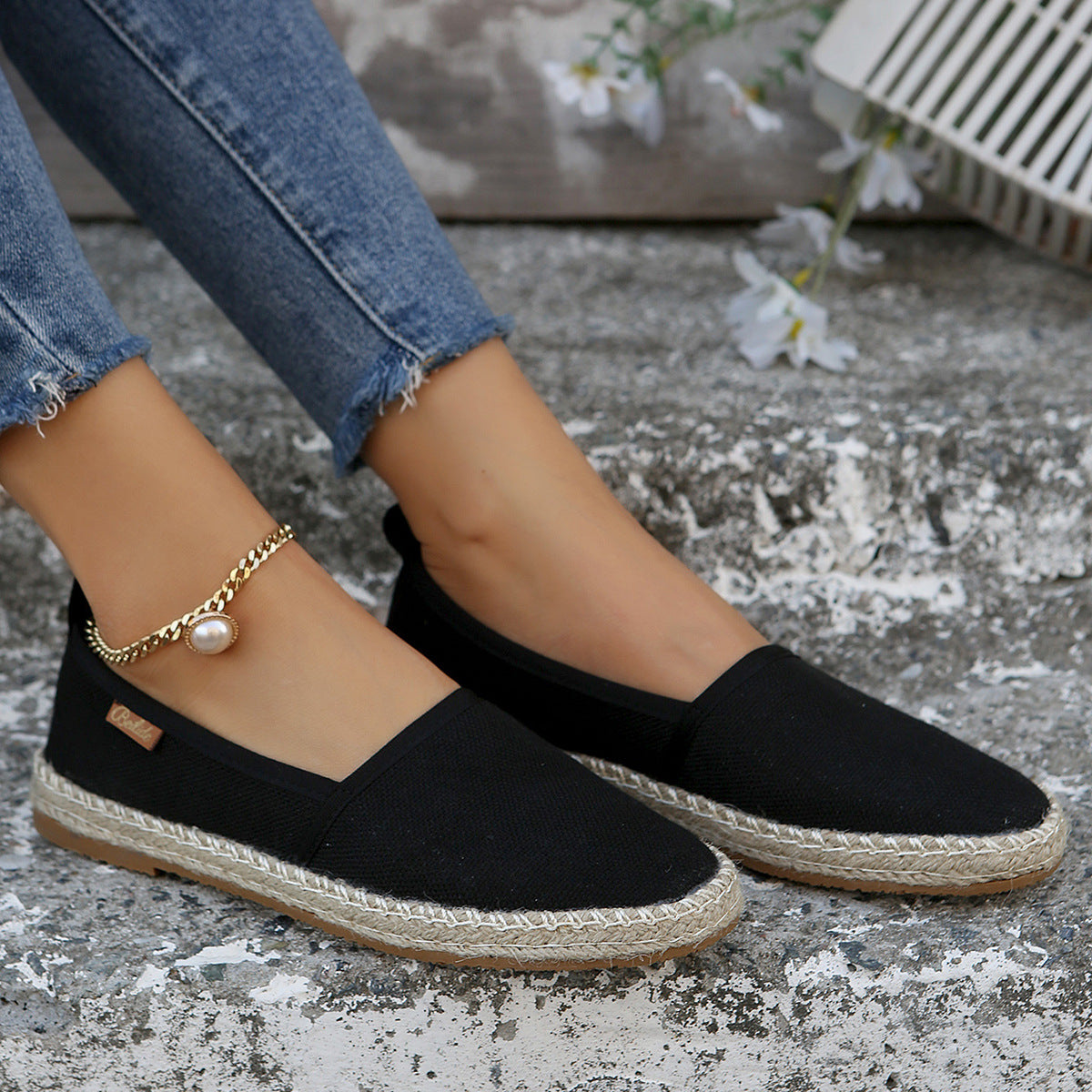 Women's Espadrilles Comfortable | Fabric Slip-On Rope Sole Casual