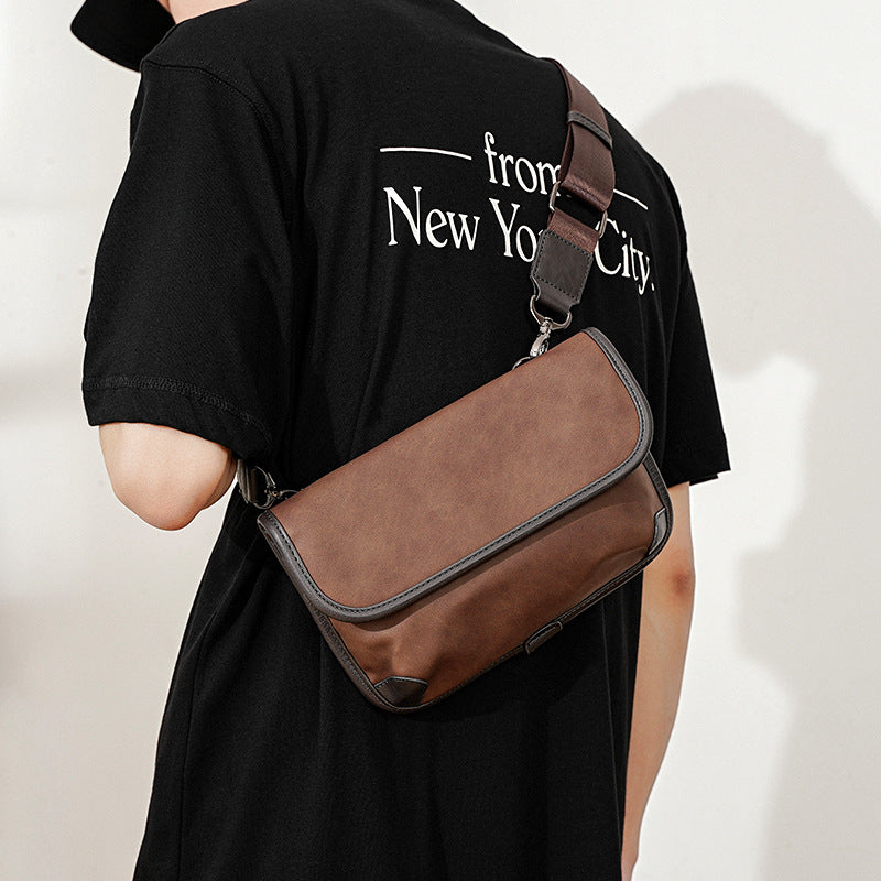 Men's Leather Shoulder Bag Check | Crossbody Street Messenger Bag