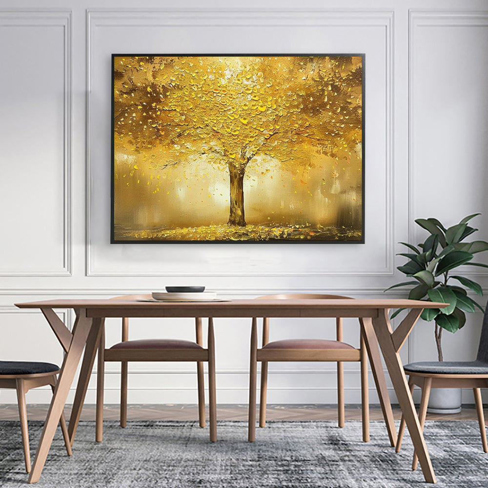 Goldener Geldbaum Ölbild | Luxus Wandkunst Wohnzimmer Deko