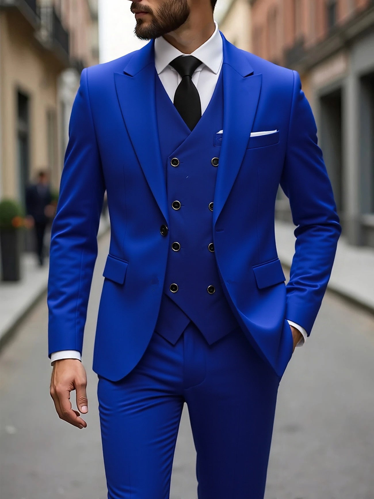 Men's Three-Piece Business Suit - Double-Breasted Premium Set