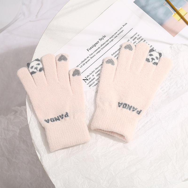 Damen Panda Touchscreen Strickhandschuhe – Warm Winter Fahrrad