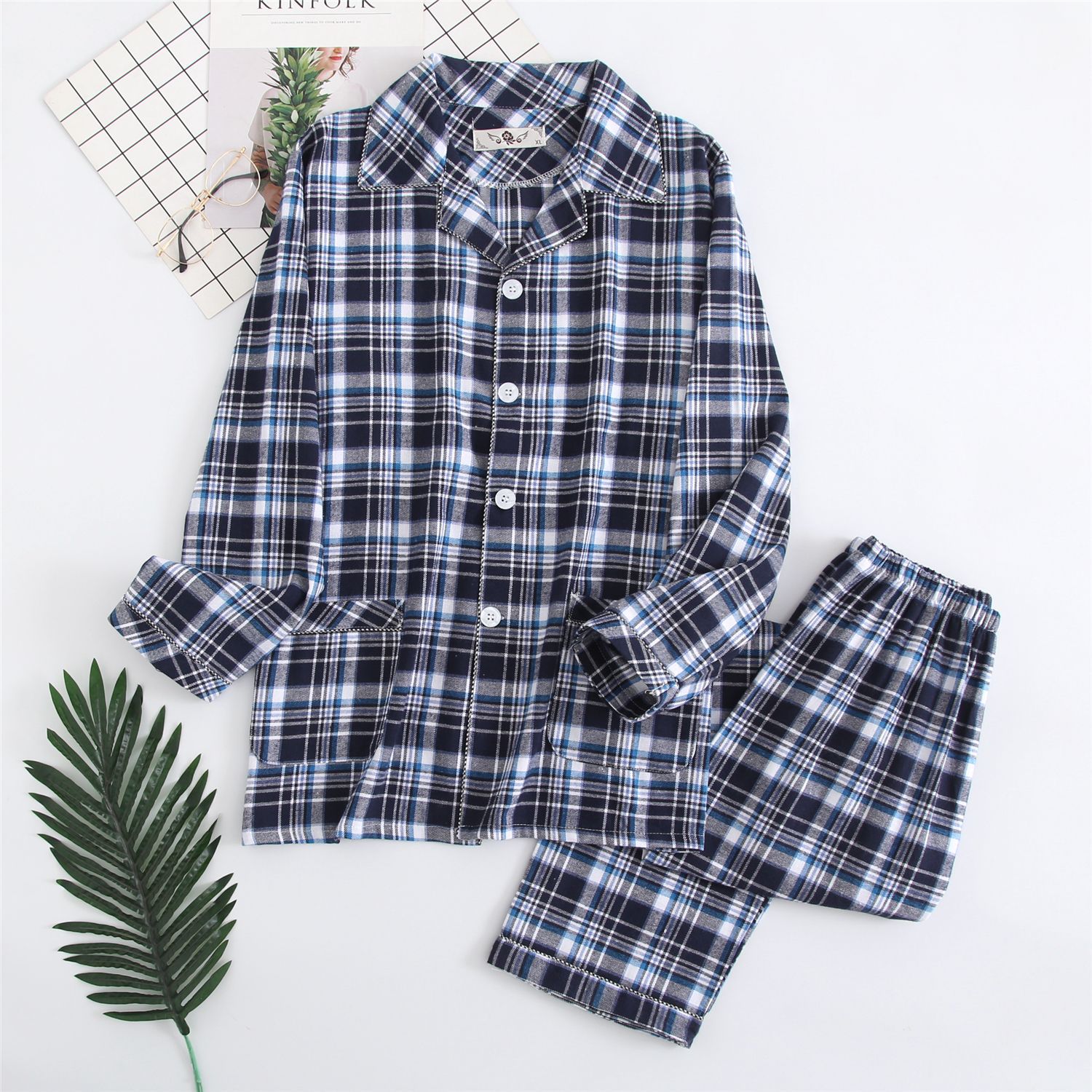 Herren Flanell Pyjama Warm | Winter Nachtwäsche Set