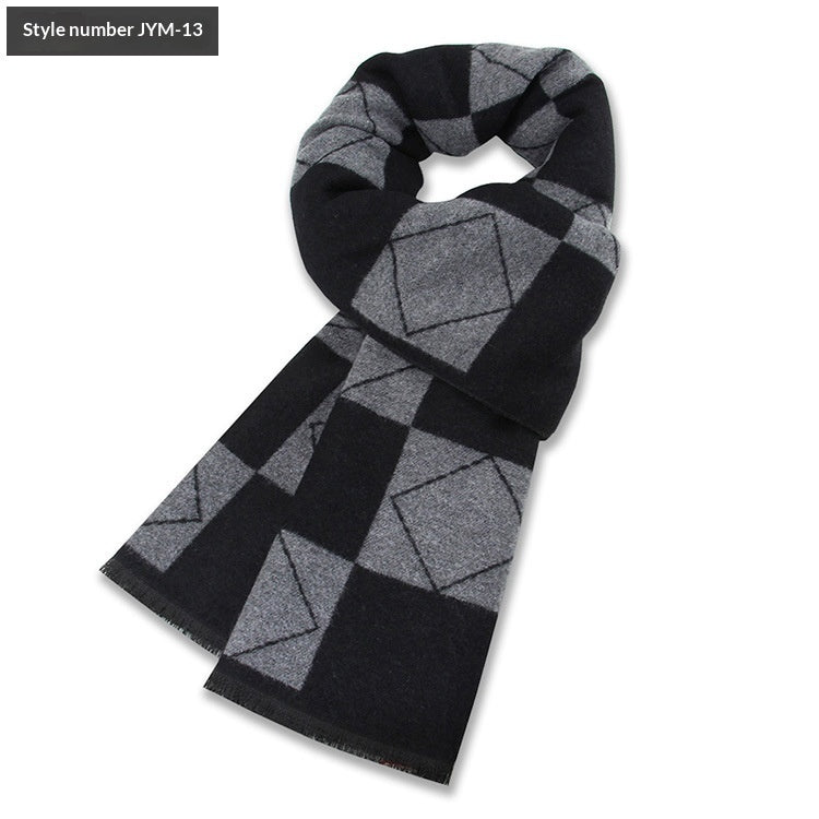 Men's Scarf Plaid Warm Wool Blend Winter Thick Elegant