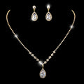 Luxuriöses Tropfen Schmuckset mit Zirkon – Halskette & Ohrringe im Diamant Look