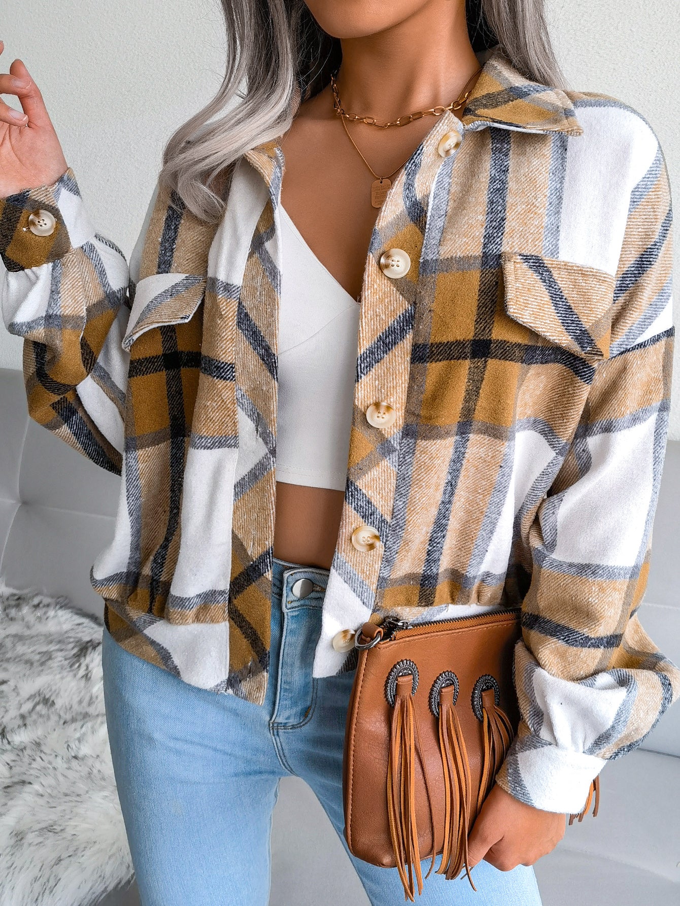 Checked Women's Wool Coat | Elegant Winter Jacket with Style