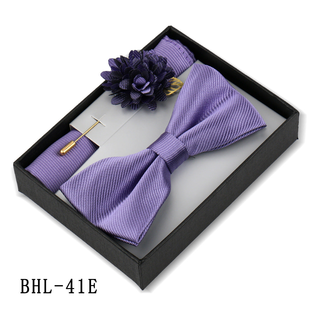 Men's Bow Tie Set Elegant Pocket Square Brooch Gift