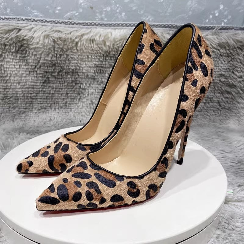 Leopard Print High Heels for Women | Elegant Suede Stiletto Pumps