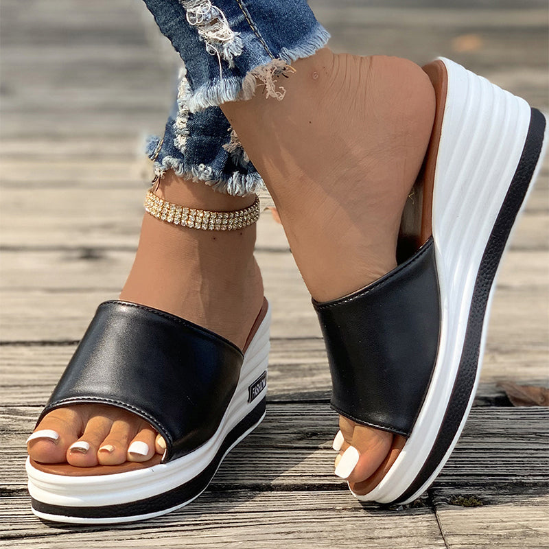 Damen Keilsandalen Fish Mouth | Cut Out Sommer Strand Schuhe