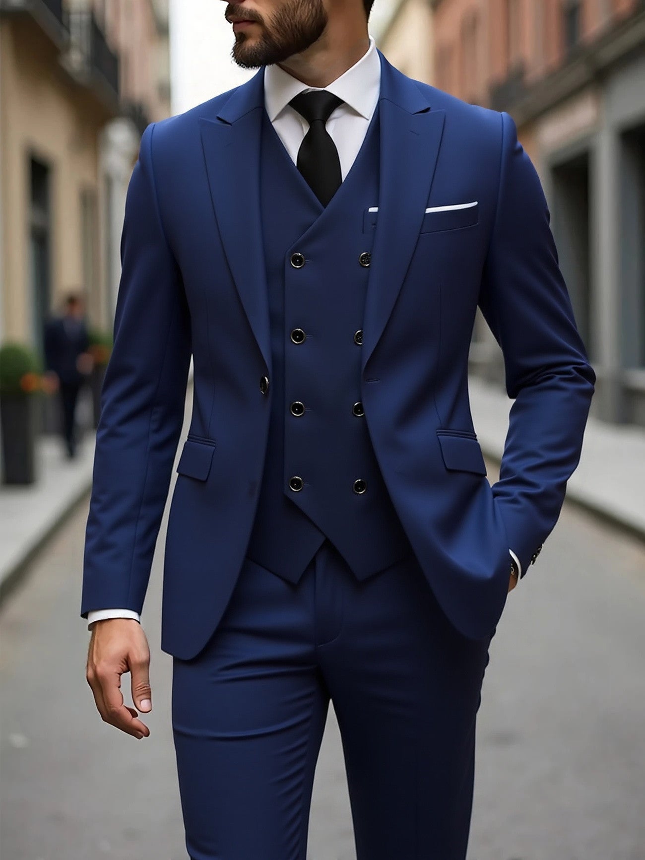 Men's Three-Piece Business Suit - Double-Breasted Premium Set