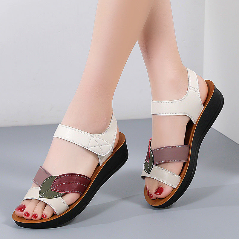 Damen Sandalen Sommer bequem rutschfest Klettverschluss Schuhe