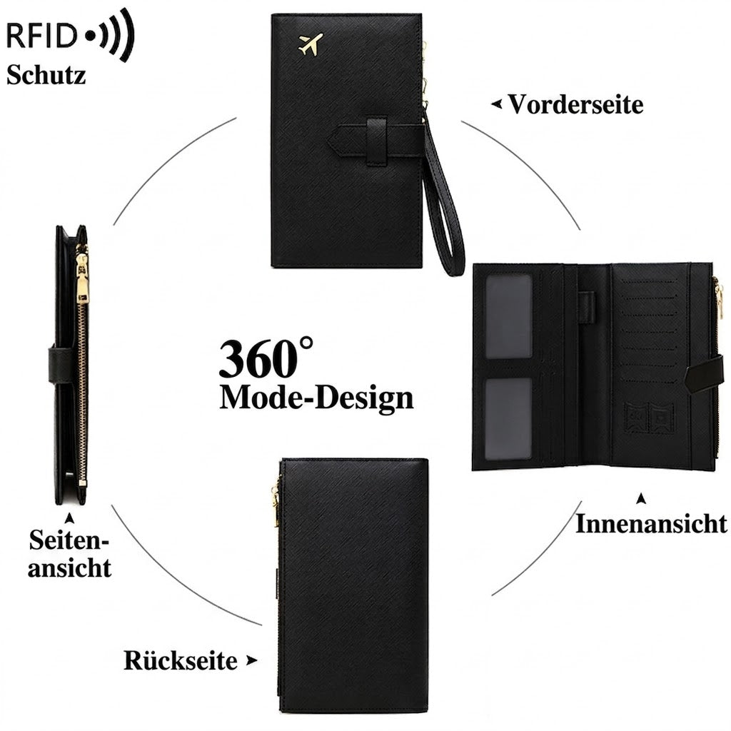 RFID Damen Geldbörse Reisepasshülle sicher groß multifunktional