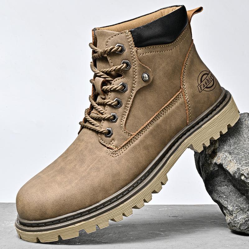 Men's Genuine Leather Martin Boots Mid-Top – Casual Leather Ankle Boots