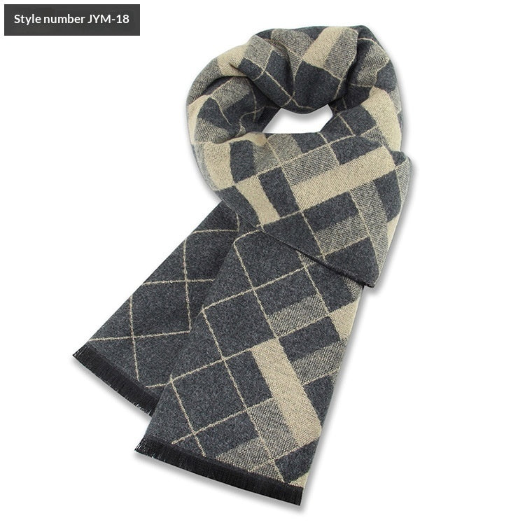 Men's Scarf Plaid Warm Wool Blend Winter Thick Elegant