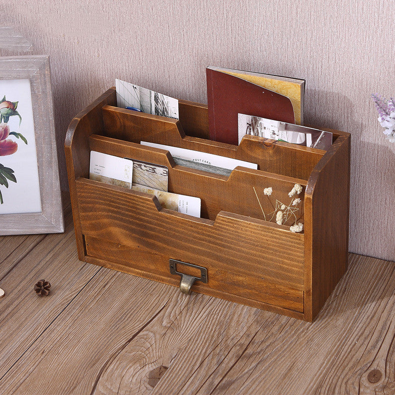 Wooden Document Organizer | Desk File Sorter Box