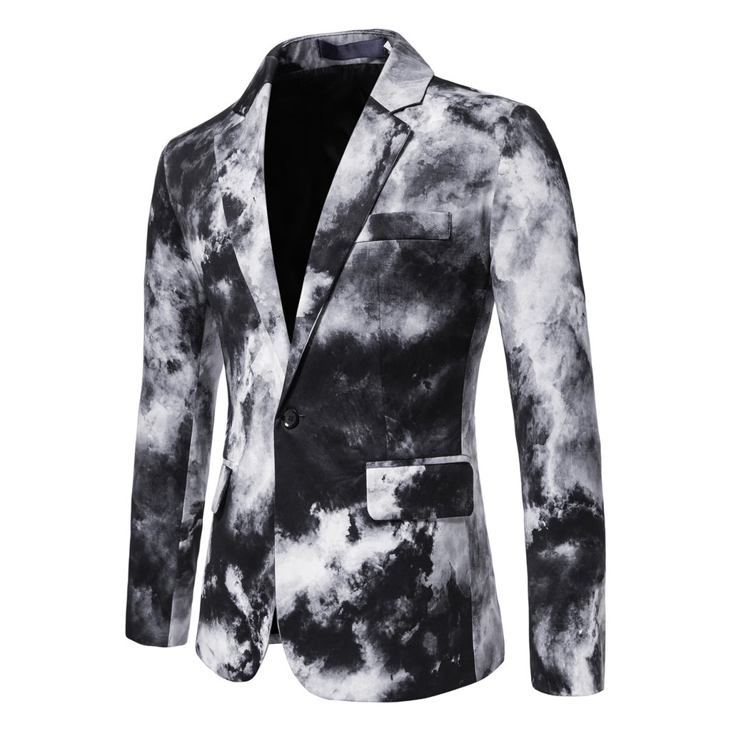 Herren Print Sakko Single Breasted – Modische Casual Anzugjacke