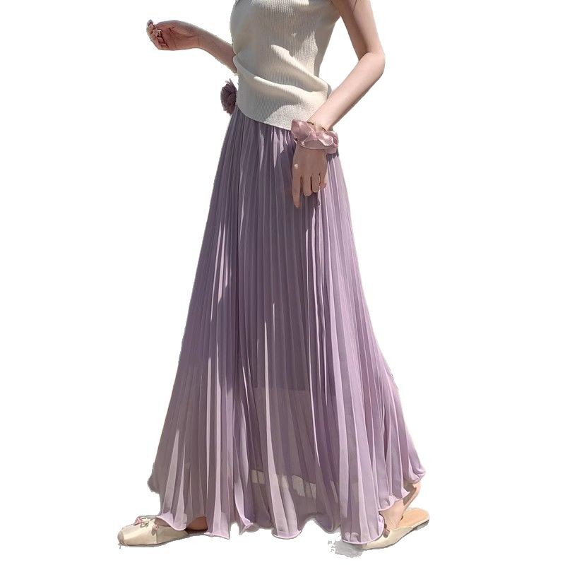 High-Waist Chiffon Plisseerock – Eleganter Damen Midirock