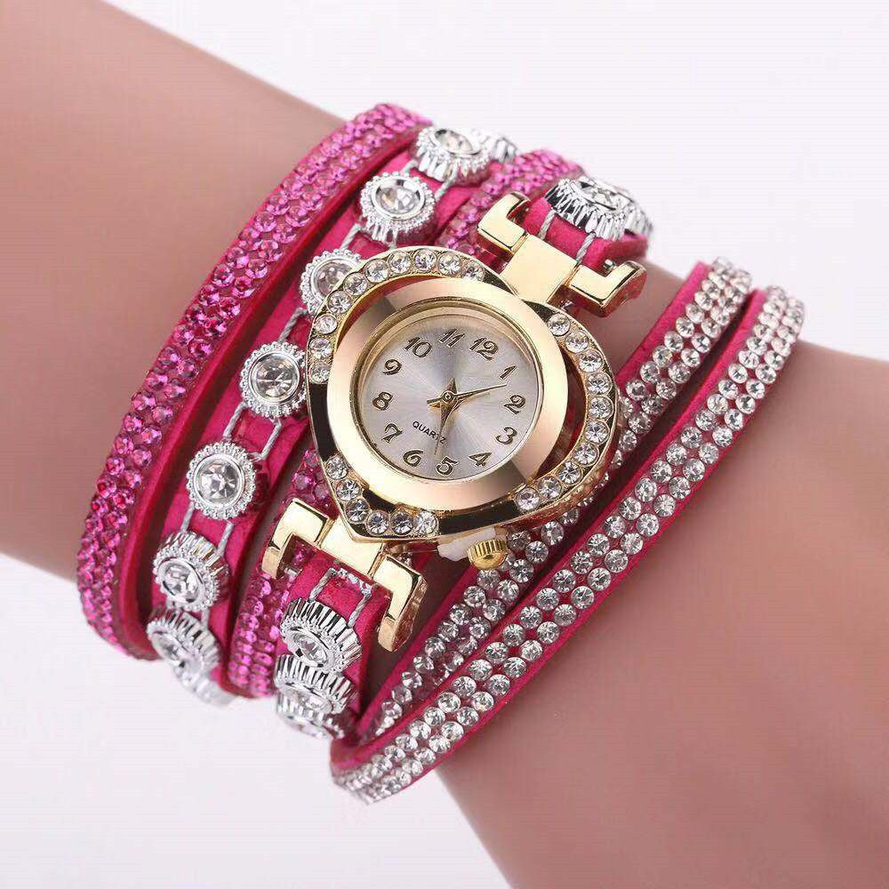 Personality Heart-Shaped Diamond Dial with Multicolor Bracelet