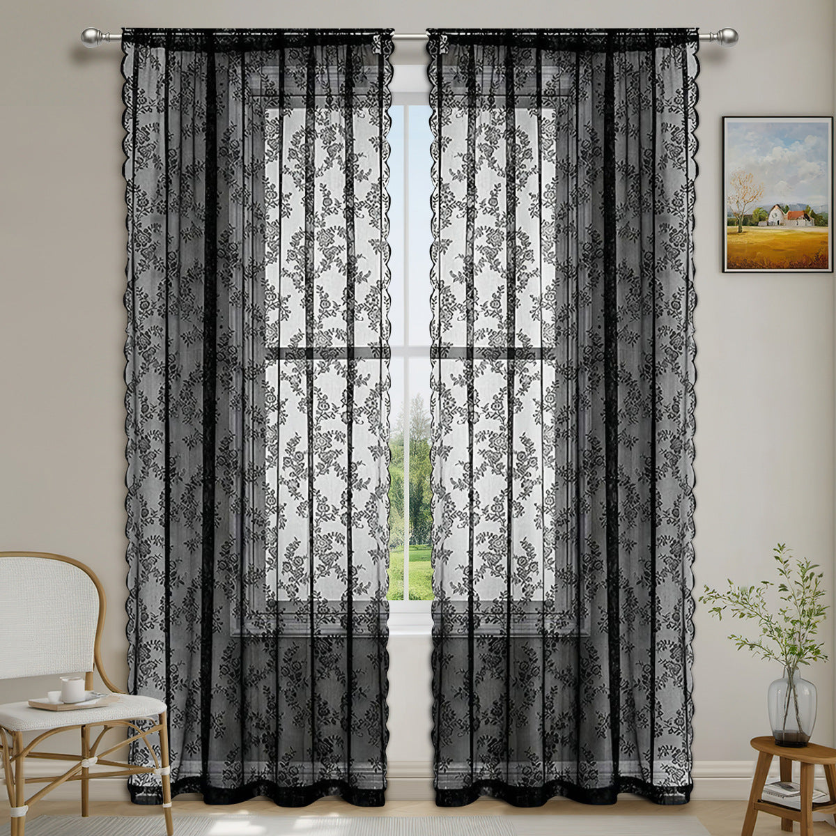 Vintage Lace Curtain | semi-sheer country house style window