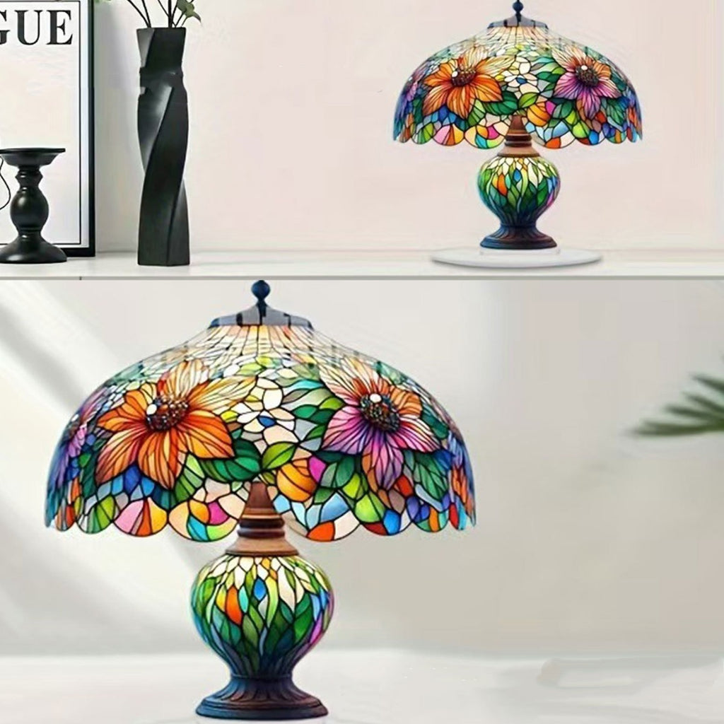 Acryl Blumen Lampenschirm Elegante Glasoptik Dekoleuchte