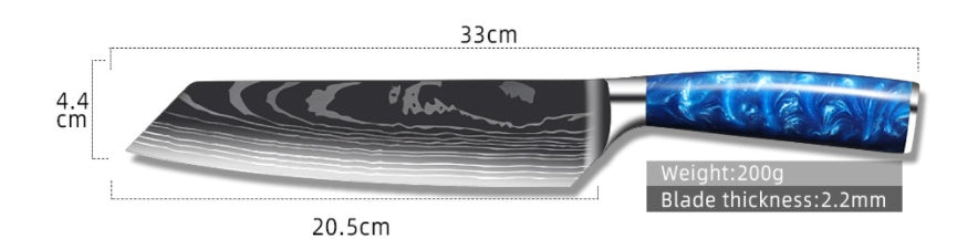 Chef Knife 8 Inch | Kitchen Knife Blue Resin Handle Stainless Steel