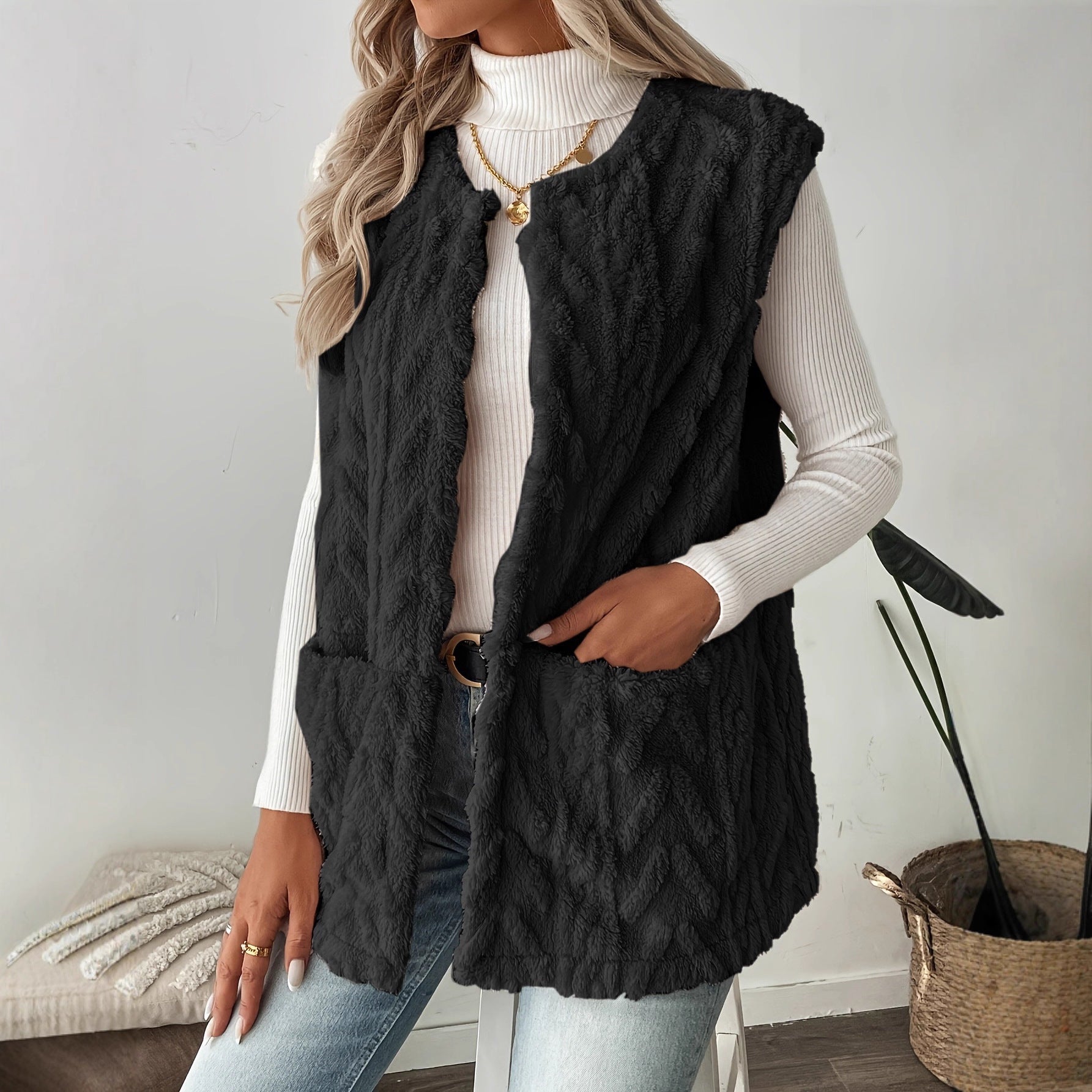 Women's Reversible Fleece Vest – Wearable on Both Sides, Warm & Casual