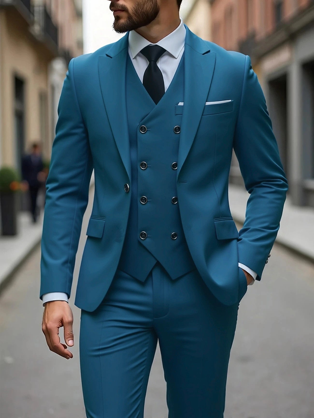 Men's Three-Piece Business Suit - Double-Breasted Premium Set