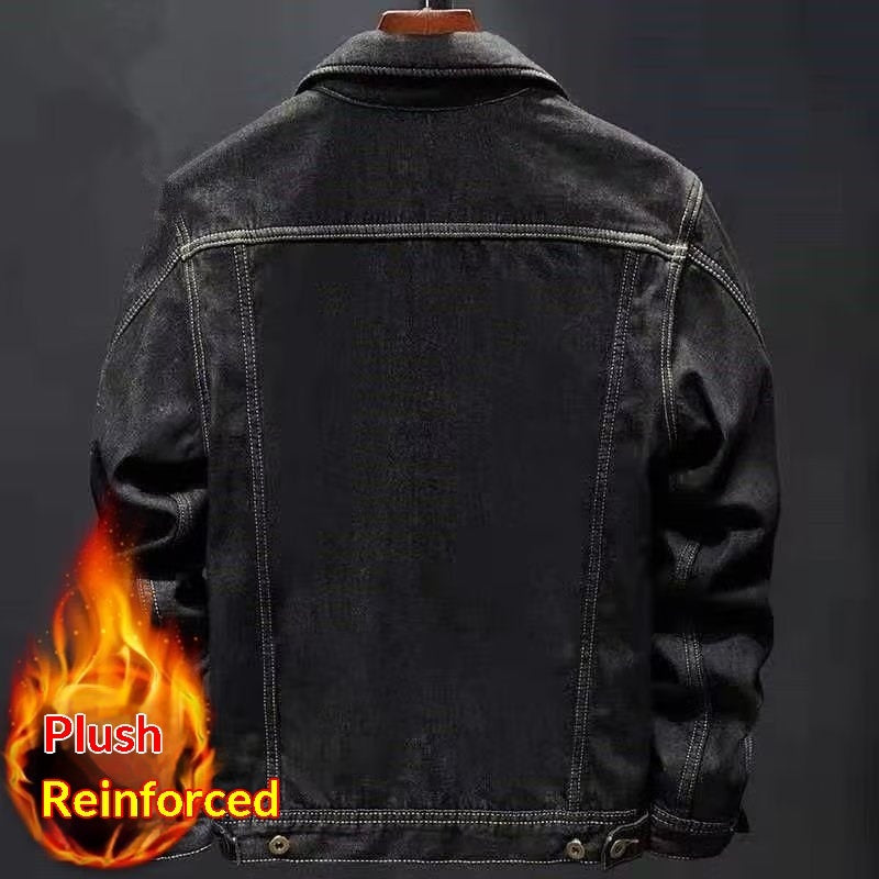 Men's Jeans Winter Jacket Lined - Thick Denim Puffer Jacket