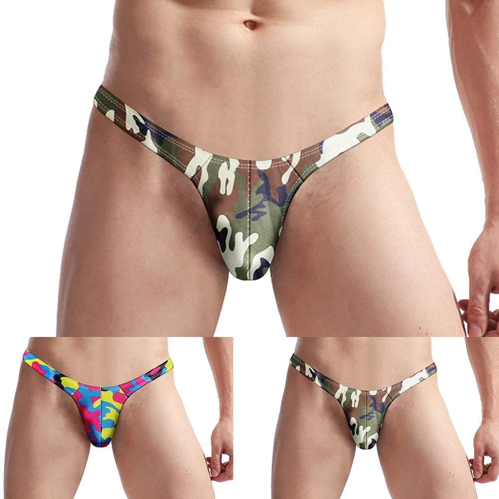 Men's T-Back Swim Briefs – Colorful Swimwear with Modern Print
