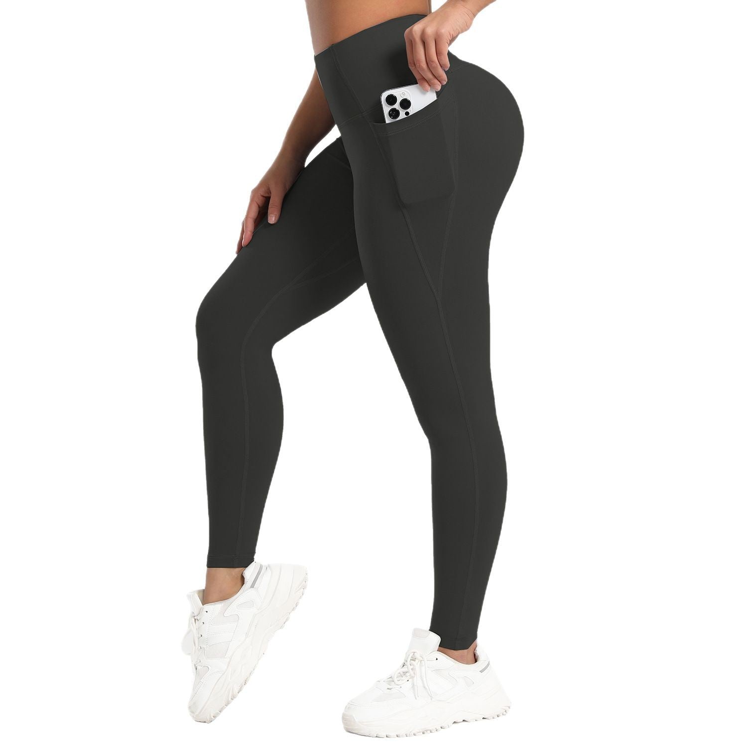 Women's High Waist Running Leggings with Pockets – Push-Up Sports Trousers