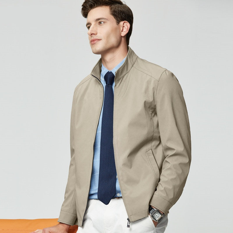 Men's Windproof Stand-Up Collar Jacket – Modern Transitional Jacket