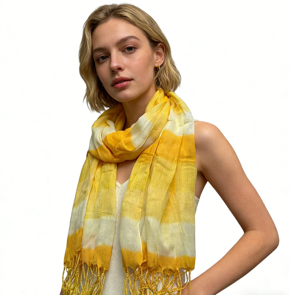 2er Boho Schal gelb floral leicht Sommer stilvoll elegant