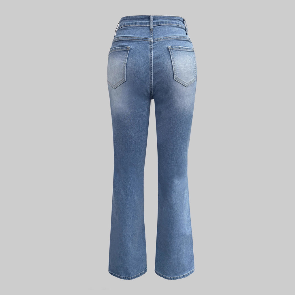 Women's High Waist Straight Jeans | Button Fly Denim Pants