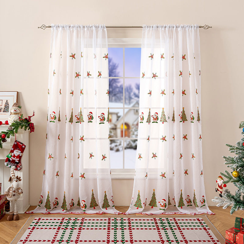 Christmas Curtain Embroidery | Festive Elegant Fir Tree