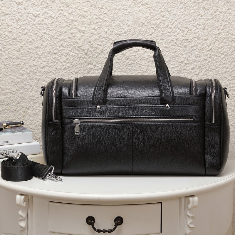 Men's Leather Travel Bag Large Capacity – Hand Luggage Weekender Premium