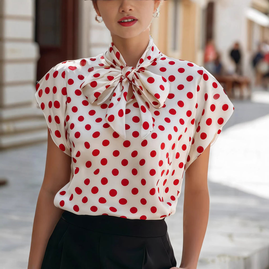 Elegant Women's Blouse with Bow Collar – Business & Timeless Style