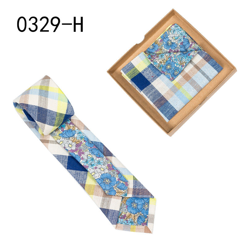 Herren Krawatte floral Baumwolle Einstecktuch elegant modern