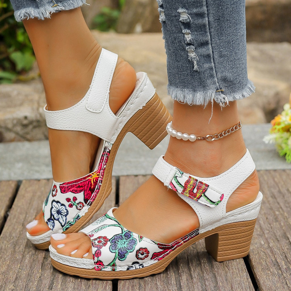 Women's Sandals Heel Velcro Comfortable Elegant Summer Shoes