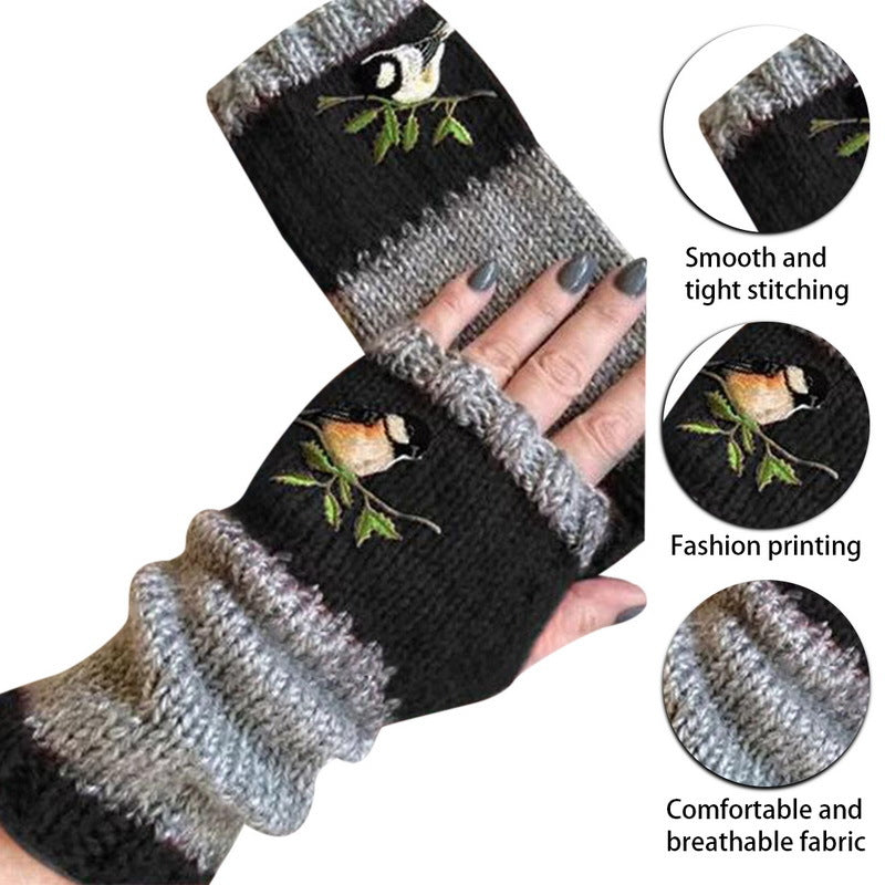 Damen Bestickte Winterhandschuhe – Modisch Warm & Elegant