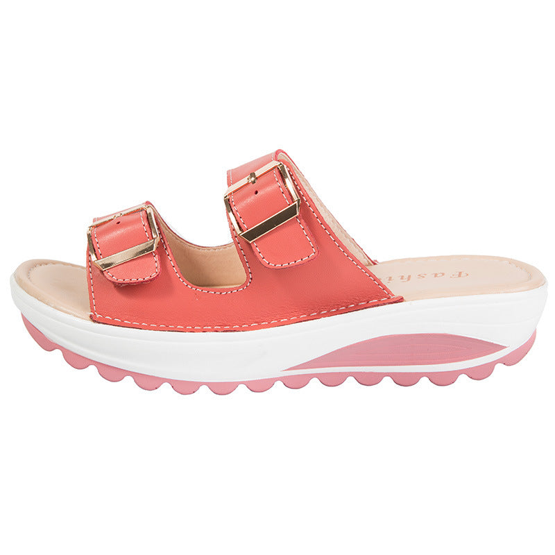 Women's Platform Sandals Leather | Comfortable Wedge Heel Shoes