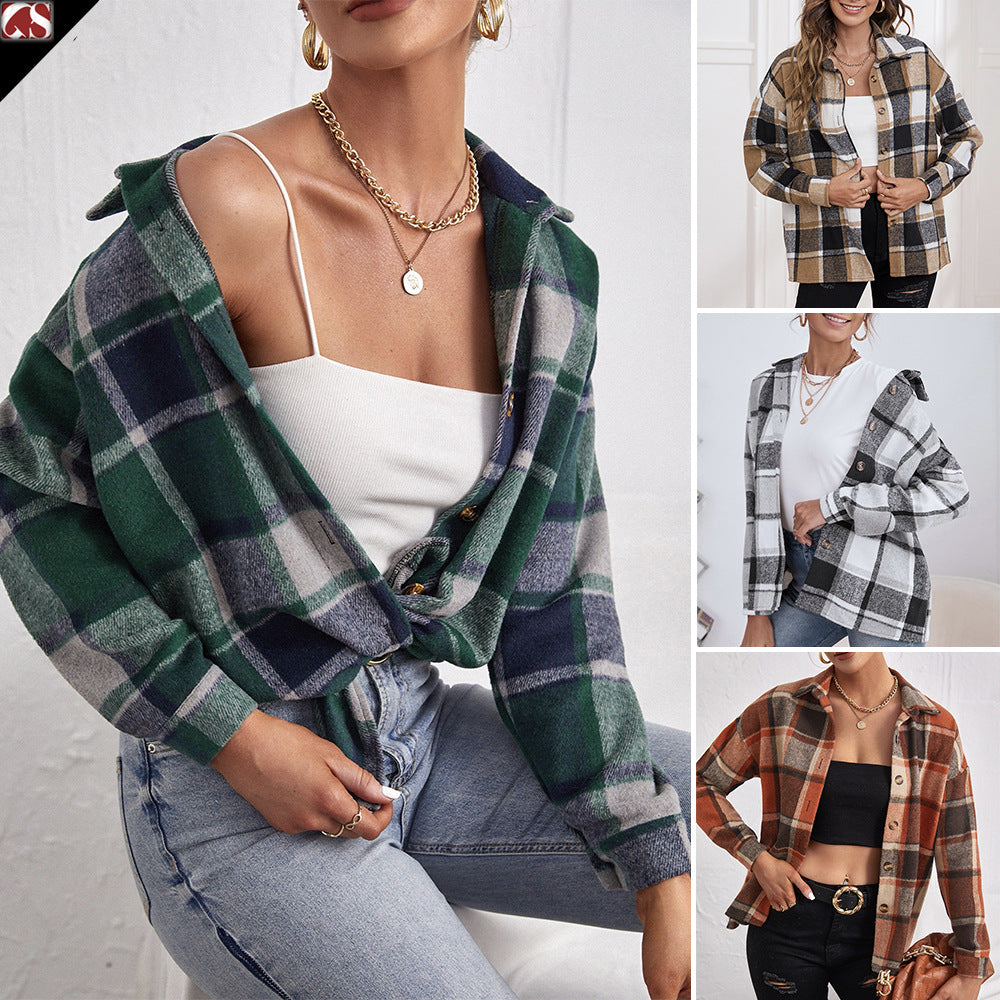 Checked Women's Wool Coat | Elegant Commuter Jacket