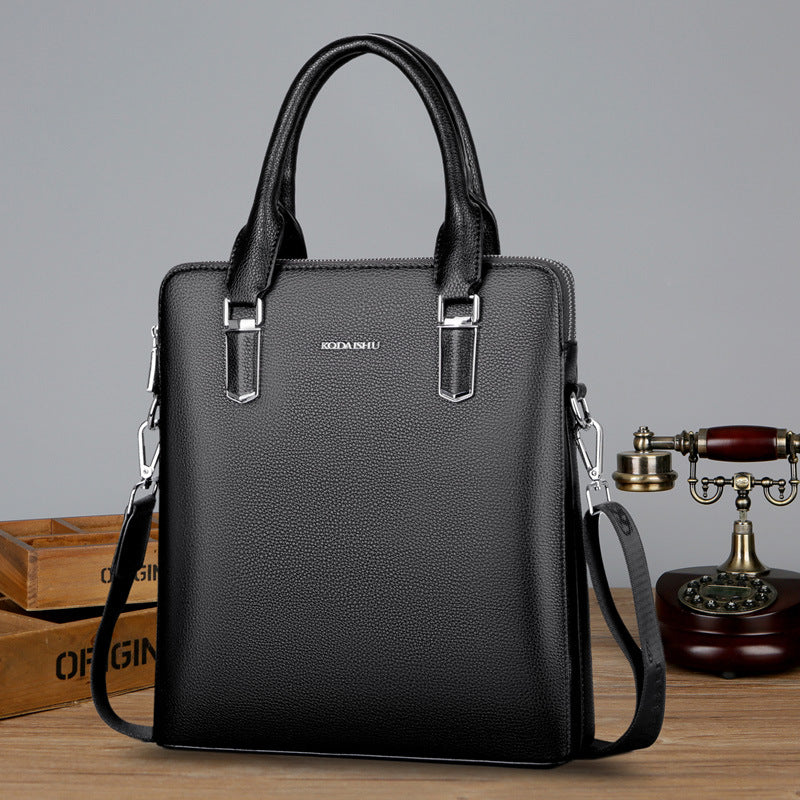 Men's Genuine Leather Business Laptop Bag XL – Double Zipper Premium