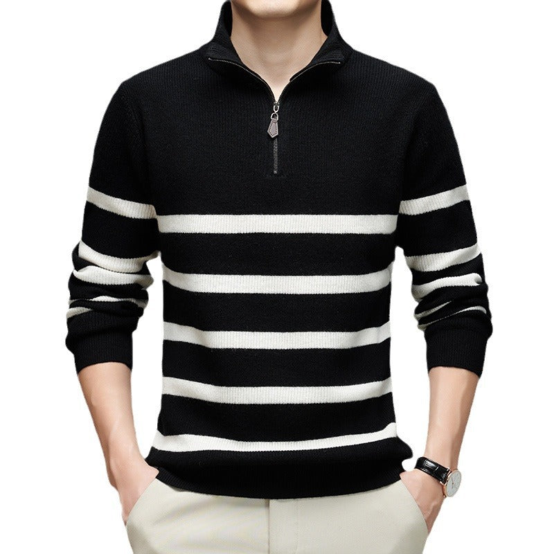 Men's Korean Style Pullover – Striped Trend Knit Sweater
