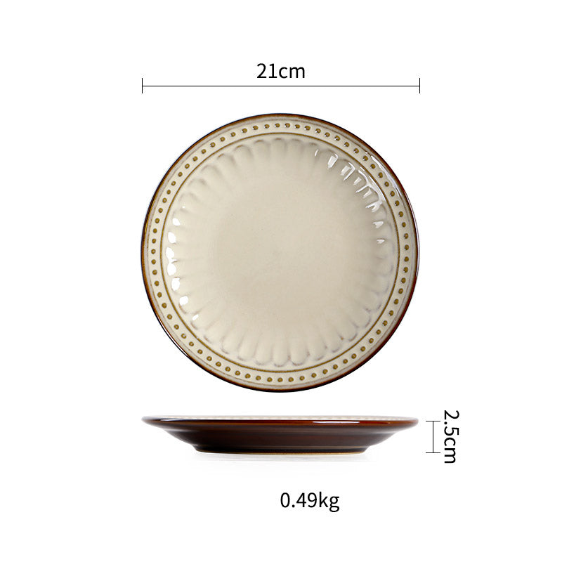 Keramik Teller Vintage | Japanischer Stil Flacher Design Teller