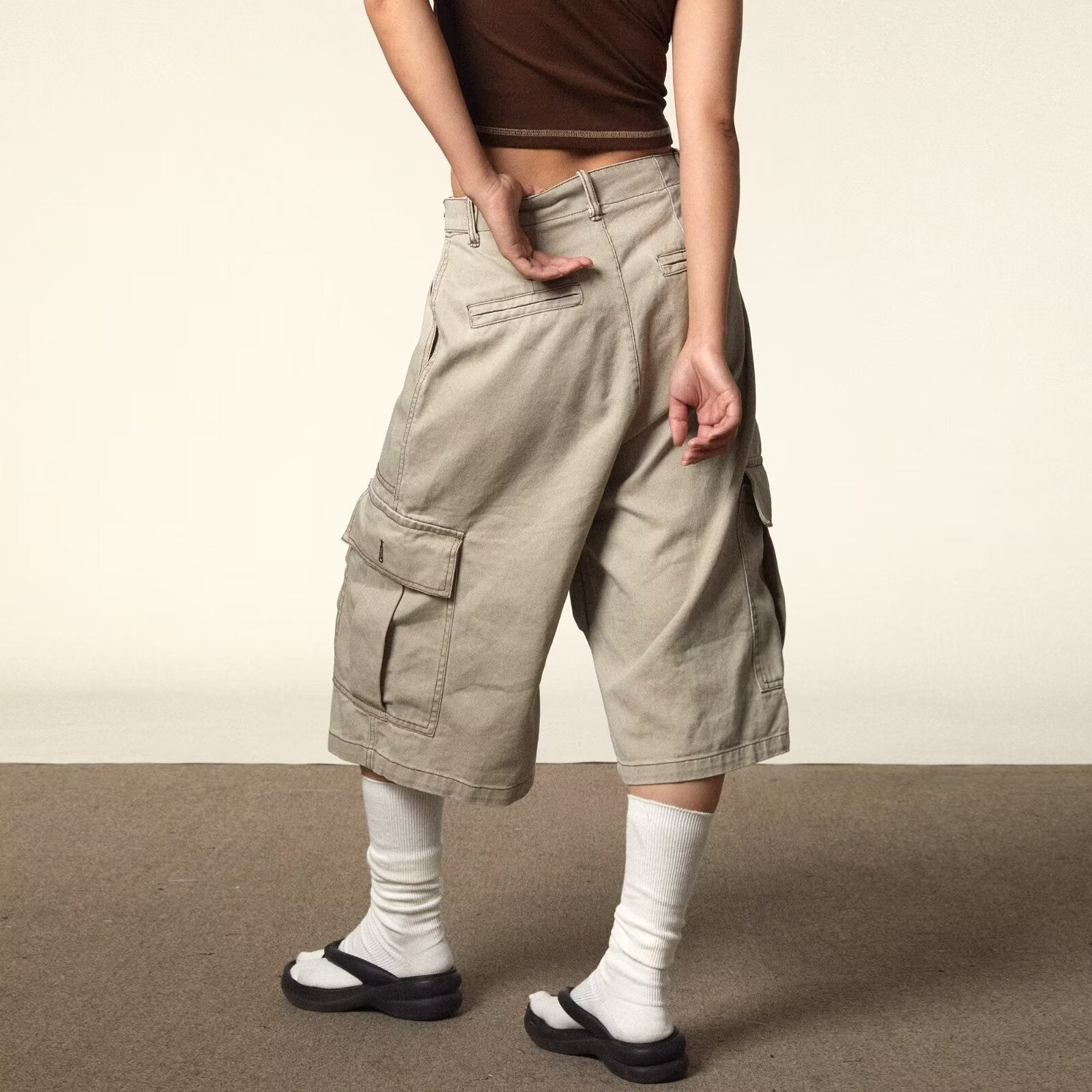 Men's Cargo Cropped Trousers | Loose Straight Casual Trend