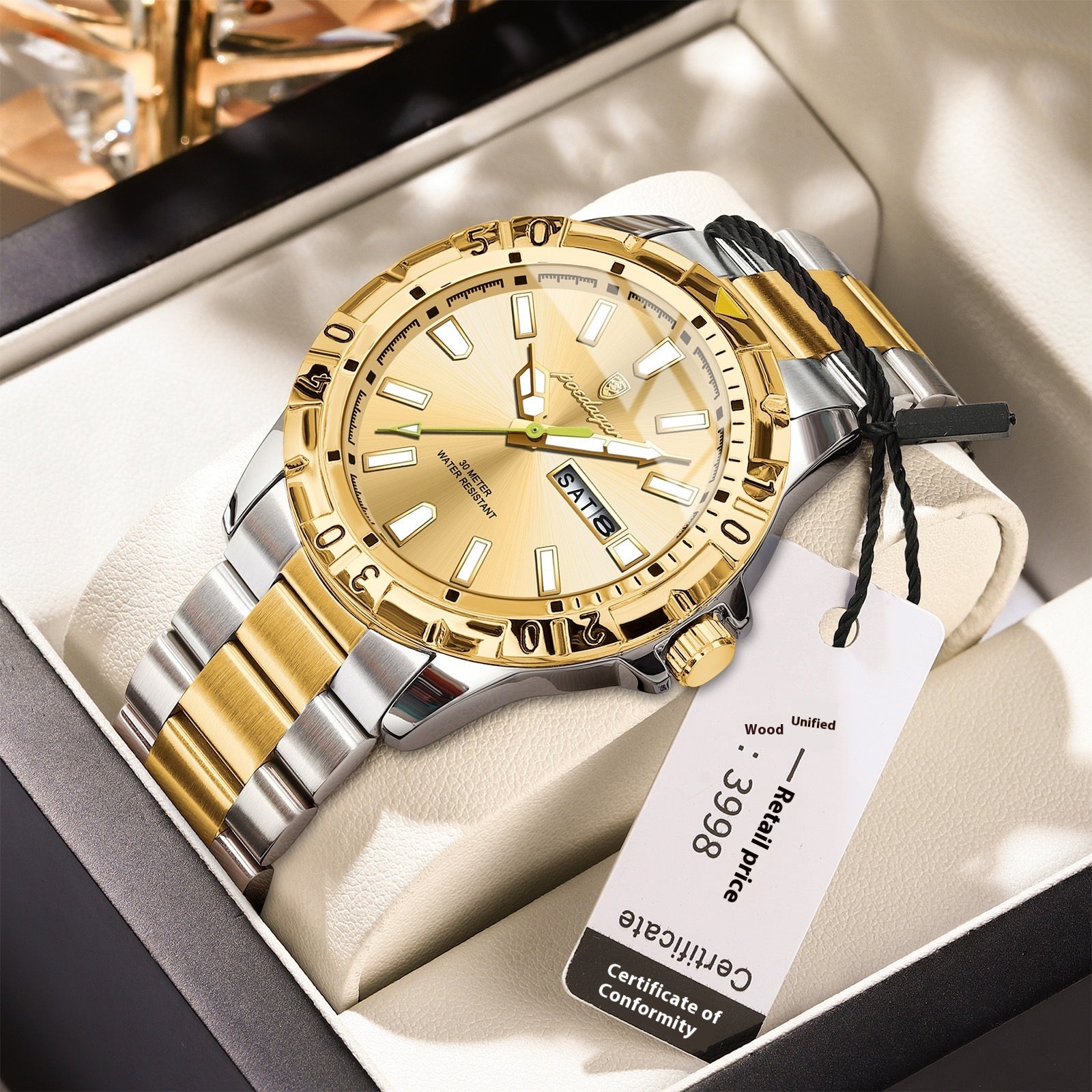 Men's watch waterproof luminous | robust modern Swiss style