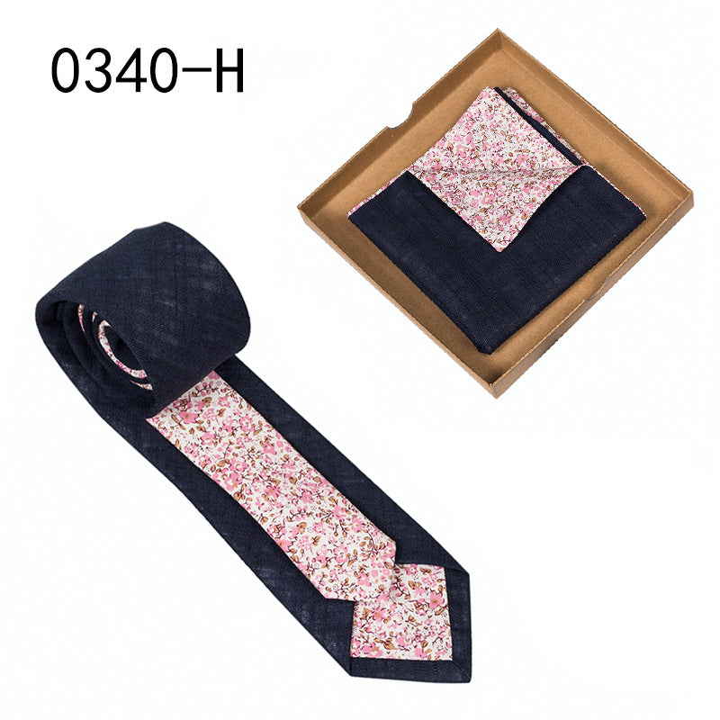 Herren Krawatte floral Baumwolle Einstecktuch elegant modern